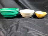 Set of Antique York, PA Pfaltzgraff 1930's Stoneware Bowls, 7 1/2