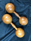 Antique Wooden Barbells (pair), 12