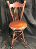 Antique Victorian Era Piano Chair w/glass Ball Claw Feet, 35
