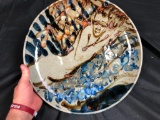 Signed VintageArt Deco Studio Pottery Plate, 13 1/2
