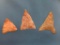 x3 Fine PINK Quartzite Triangles, Bower Quarry Site Berks Co., PA Ex: Flannigan, Longest 1 5/8
