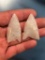 Pair Quartz Triangle/Pentagonal Points, Montour Co., PA, Longest 1 15/16