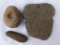Lot of 3 Stone Tools, Axe, Knapping Stone, Nutting Stone, Caroline Co., MD, Ex:Ronnie Clough Collect