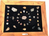 Fine Frame of Pendants, Gorgets, Points, Tools, Caroline Co., MD, Ex:Ronnie Clough Collection