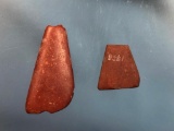 Catlinite + Red Slate Beads Trapezoidal, Fully Drilled, Trade Iroquois, Ames Site, NY. Longest 1 1/2