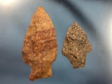 Pair of Coloful Points, Quartzite, Rhyolite/Felsite, Longest 3