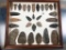 Frame of 29 New England Arrowheads, Blades, Artifacts. Likely From MA/CT/VT, Ex: Baier
