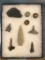 Lot of 9 Artifacts, Drills, Arrowhead, Pendants, Beads, York, Lancaster County Ex: Hueter Collection