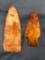 Pair of Jasper Point+Blade, Heavily Patinated, Illinois, Longest 3 7/8