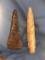 Pair of Large Indian Artifacts, Arrowheads TN Cobbs Blades, Missouri Stem Point, Longest 5 1/5