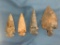 Lot of 4 Quality Central States Points, Dovetail St. Charles, Turkey Tail, Hornestone, Longest 3 5/8