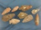 Lot of 9 Quartzite Points, Found in Chester Co., PA 