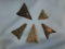 Lot of 5 Triangle Points, Black Chert + Chalcedony, Abbott Farm, NJ Ex: Ralph Ertle