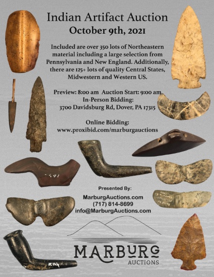 Indian Artifact Auction- Northeast + Central US