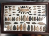 Frame 70+ East Coast, Central States, Midwest Arrowheads, Indian Artifacts, Ex: Baier Collection