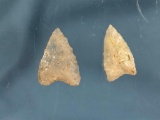 Pair of Squibnocket Quartz Triangle Points, New England Collection, Massachusetts Longest 1 1/16