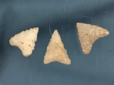 Lot of 3 Quartz Triangle Points, New England Collection, Massachusetts, Longest 1