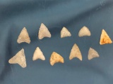 Lot of 10 Quartz (1 chert) Triangle Points, New England Collection, Massachusetts, Longest 1