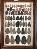 WOW Nice Frame 61 Arrowheads New Hampshire, New England Indian Artifacts, Hardaway, Archaic, Paleo,