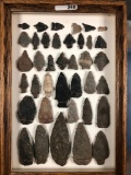 Frame 38 Arrowheads, Ferrisburg Vermont, New England Indian Artifacts, Huge 5 1/4