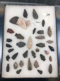 34 Arrowheads, Bannerstone, Indian Artifact, Dauphin/Berks Co., PA Ex: Hoffman Personal Find