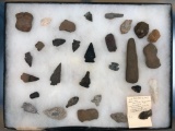 Frame of Haldeman Island Arrowheads and Indian Artifacts, 1956-1964, Longest 4 1/2