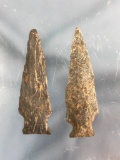 Pair Nice Rhyolite Points, Frost Islands, York Co., PA, Ex: George, Longest 2 3/4