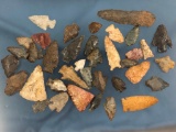 35+ Arrowheads, Indian Artifacts Central States and Midwest, Longest 4 1/4