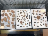 3 Frames of Clemson Island Artifacts, Found 1950's, Ex: T Enders, Net Sinkers, Arrowheads