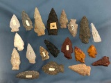 Lot of 20 Arrowheads, Found in Chester Co., PA 