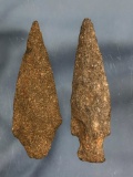 Pair of Argillite Archaic Points, Found in Pennsylvania, Longest 3 13/16