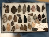 Frame of 34 Haldeman Island Arrowheads and Indian Artifacts, 1957-1960, Longest 2 7/8