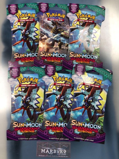 x6 Pokemon Sealed Booster Blister Packs, Sun and Moon Guardians Rising