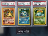 PSA 6, 6, 6.5 Pokemon Charizard, Blastoise, Venusaur Base Set Unlimited Set