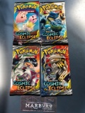 x4 Pokemon Sealed Booster Packs, Sun and Moon Cosmic Eclipse