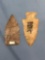 Pair of Fine Points, Archaic Stem + Copena Blade, Found in Tennessee, Longest 2 3/8