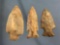 Lot of x3 Flintridge Arrowheads Foundin Ohio, Colorful Piny/Gray/Yellow, Longest 2 3/4