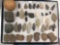 Frame of 40+ Arrowheads, Indian Arrifacts Found in Pennsylvania, Longest 3 1/4