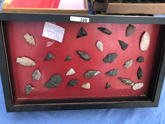 Frame of Arrowheads, Yager Farm Site Halifax, PA, NO SHIPPING-LARGE STAND/FRAME