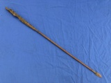 24 1/2 Wood Shaft Arrow, Late 1800's, High Plains Arrow w/Stone Tip, Sinew+Feathers