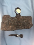 Rare Strickler Site Iron Hoe + Bullet Mold, Washington Boro, Lancaster Co., PA. Ex: Heuer, Amspacher