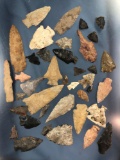 Lot of 40 Points/Arrowheads, Midwest and Central States, Longest 3 3/4