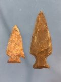 Pair of Fine Jasper Points, Drybrook + Corner Notch, Pennsylvania, Longest 2 1/2