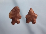 Pair of Head-Treated Red Jasper Bifurcates, Berks & Lehigh Co., PA, Longest 1 1/4
