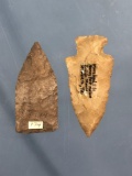 Pair of Fine Points, Archaic Stem + Copena Blade, Found in Tennessee, Longest 2 3/8