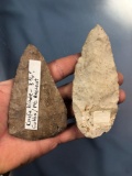 Ft. Ancient Blade and Large Flint Blade, Ohio Region, Longest 4 1/2