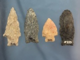 2 Fox Creeks, 2 Quartzite Arrowheads, Lower Susquehanna River Valley, PA, Longest 3 1/4