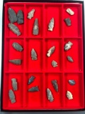 Frame of Misc Tennessee Arrowheads, Artifacts, Longest 2 5/8