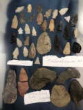 Large Lot of Various Arrowheads and Indian Artifacts, Northern Maryland (Frederick Carrol Counties)