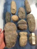 Lot of x10 Stone Tools, Axes, Celts, Pestles. York and Lancaster Counties, PA